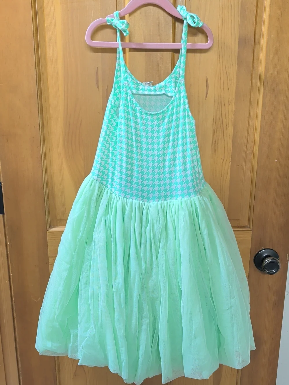 kate quinn Mint Green Houndstooth Tulle Dress